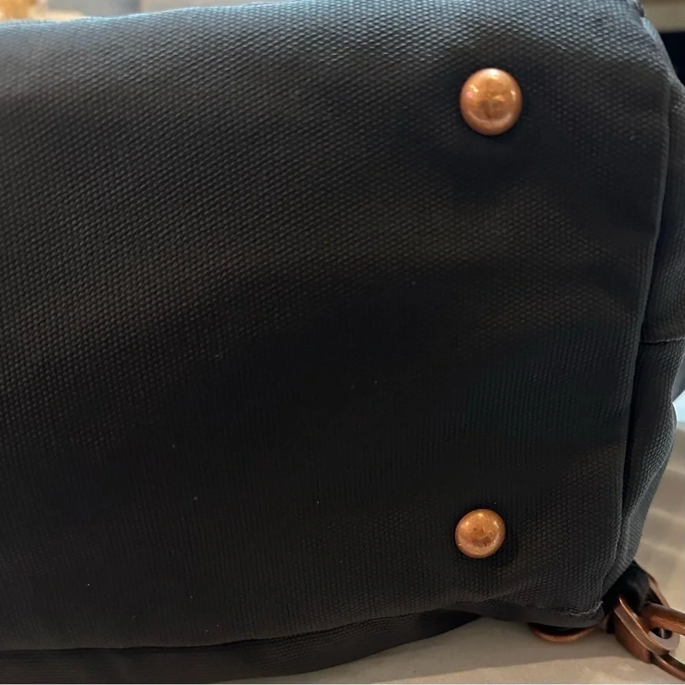 Petunia Pickle Bottom boxy backpack diaper bag graphite/black gingham strap
